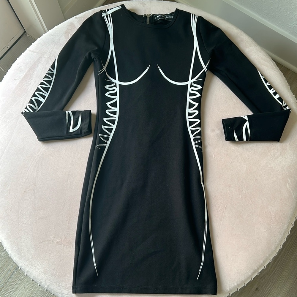 Maniere De Voir Black and White Mini Dress